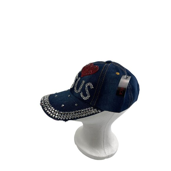 I ❤️ Jesus Denim Bling Cap By Bijorca Adjustable Fit 100% Cotton - Picture 7 of 8